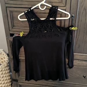 Cold Shoulder Black crochet top